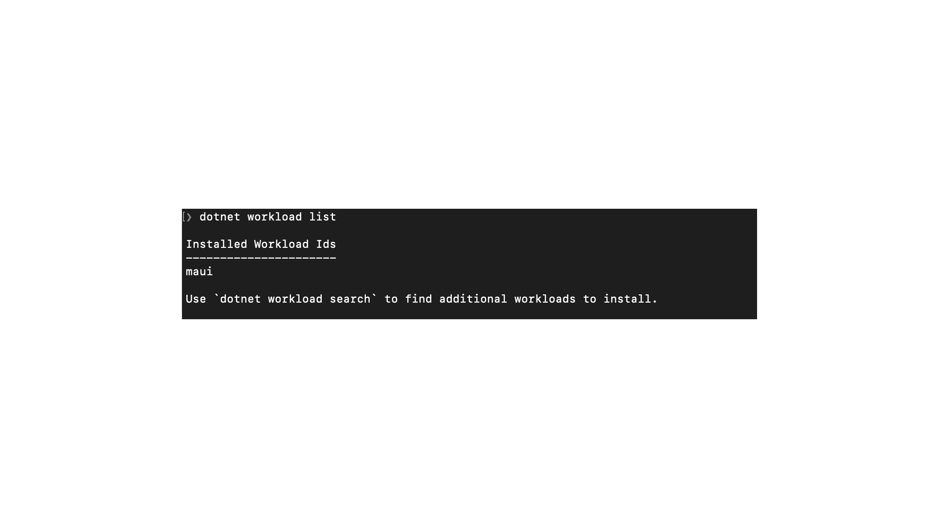 Terminal showing workload installed including maui