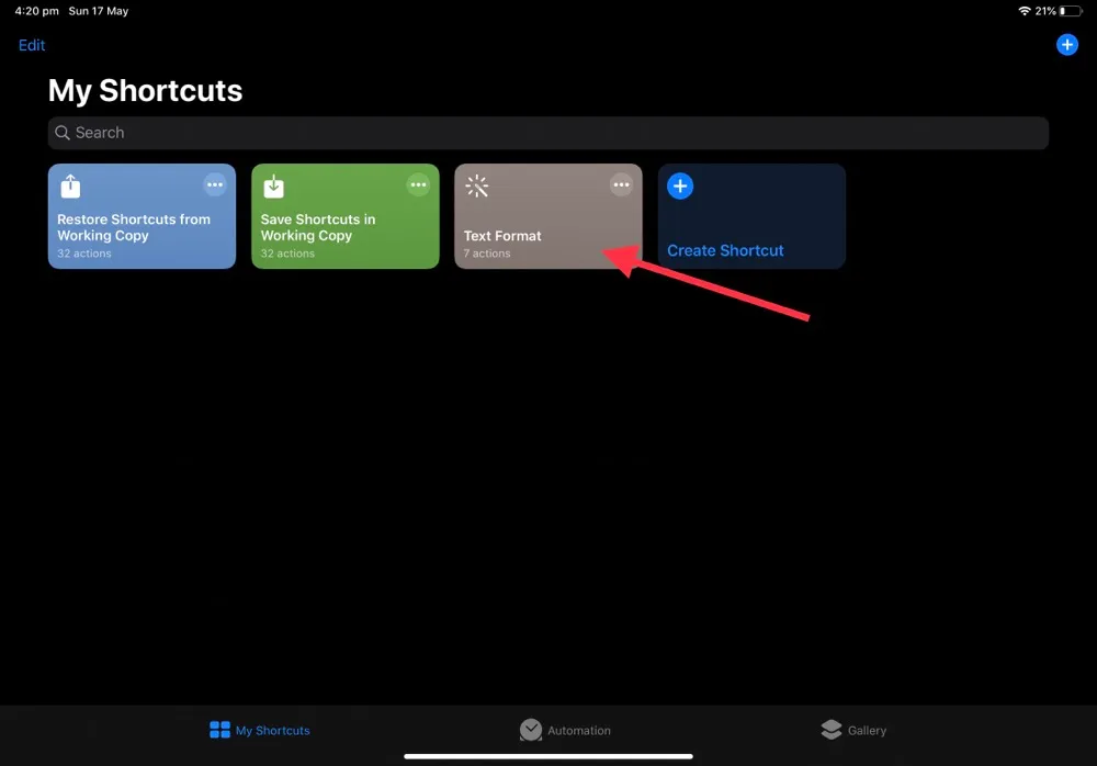 Text Format Shortcut