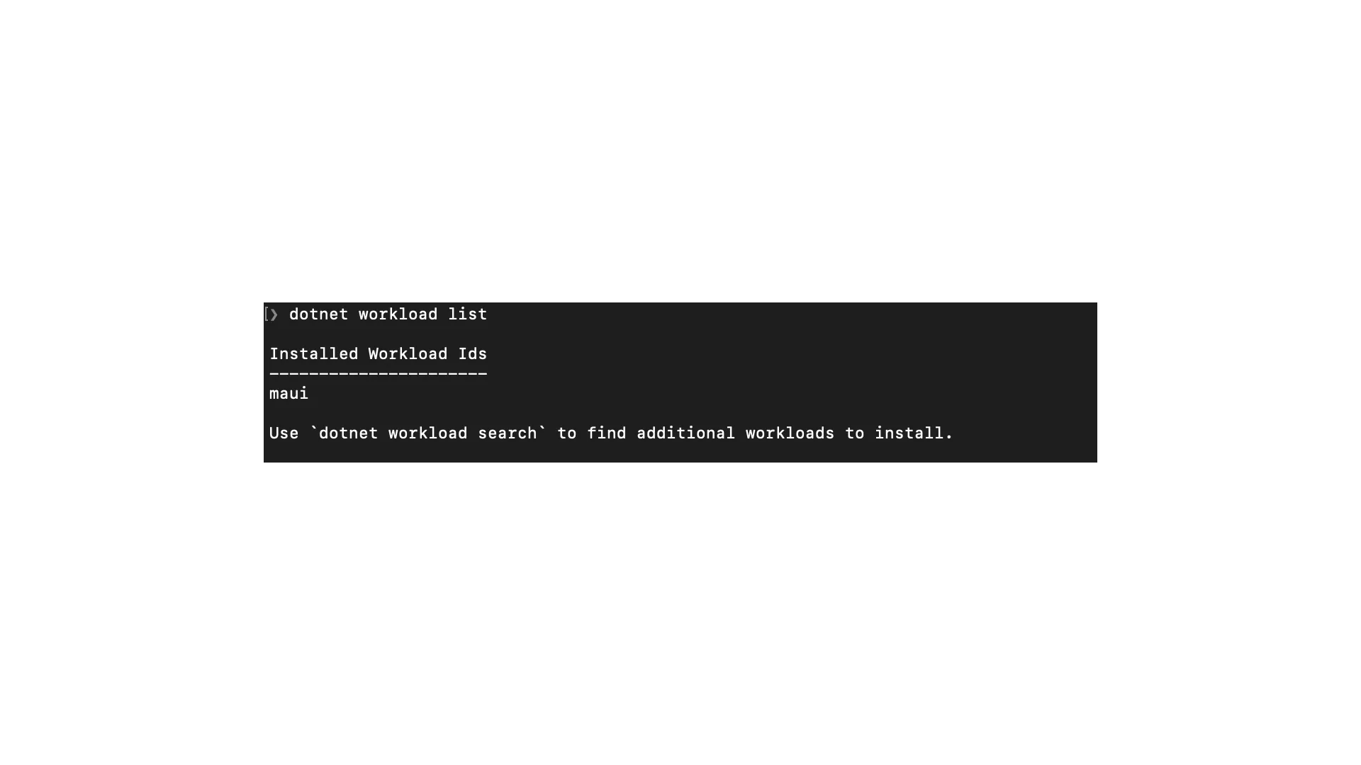 Terminal showing workload installed including maui