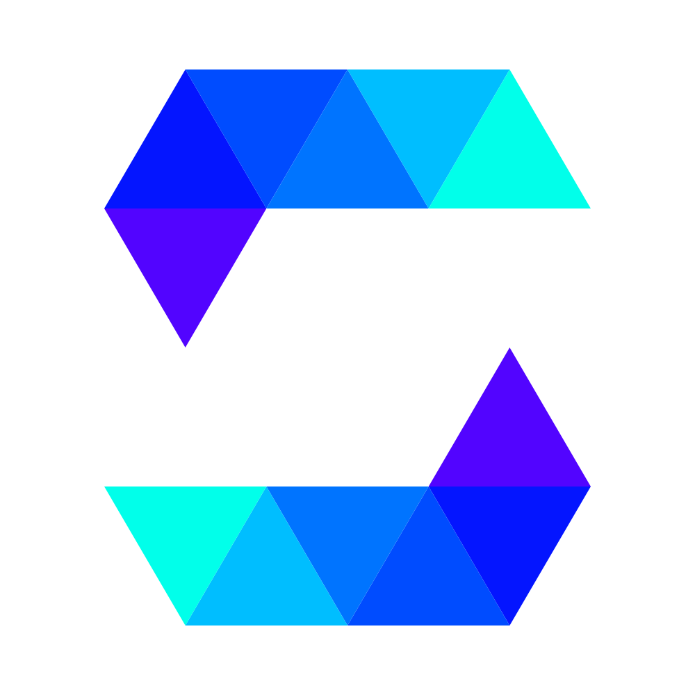 Modern S logo with a gradient of blues and purples, made up of connected triangles forming an S shape.